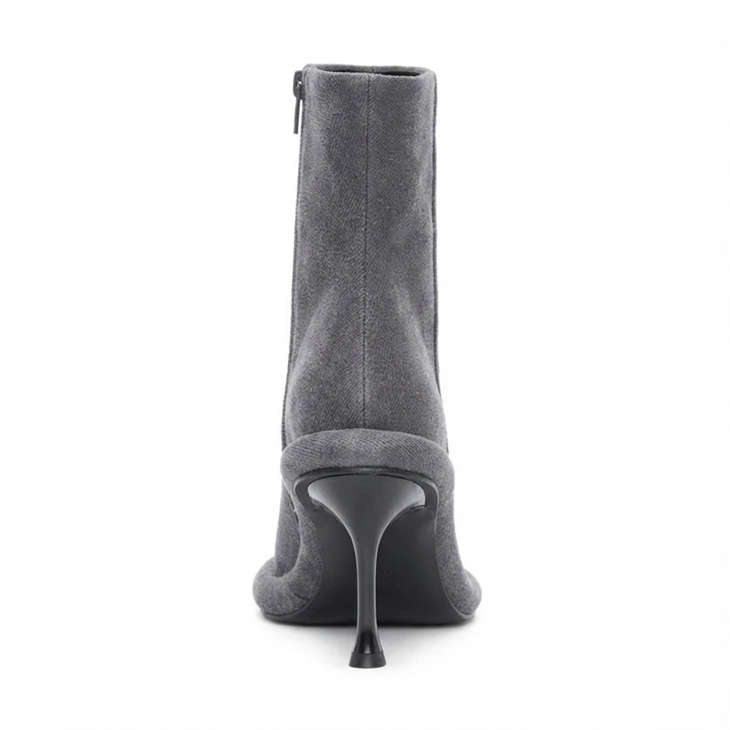 Bottine à talon gris Daim Synthétique Femme - Talon aigu