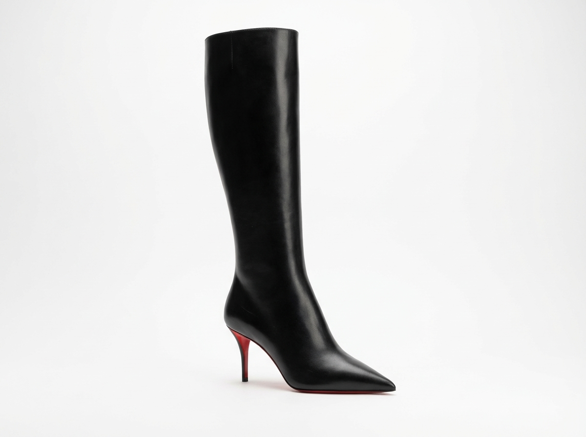Botte haute noir Synthétique Femme - Talon rouge, bout pointu