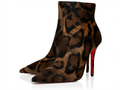 Bottine à talon marron Daim Synthétique Femme - Léopard, talon rouge