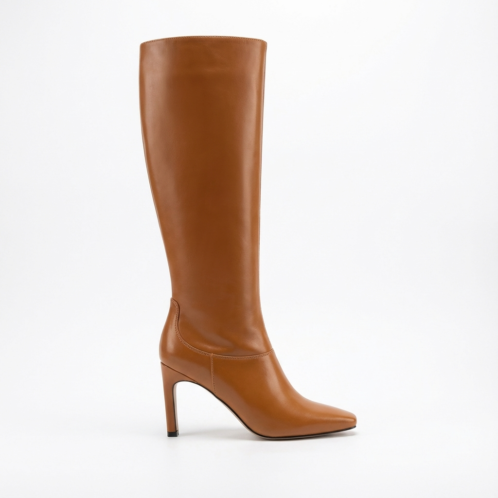 Santiag haute camel Simili Cuir Femme - Talon carré