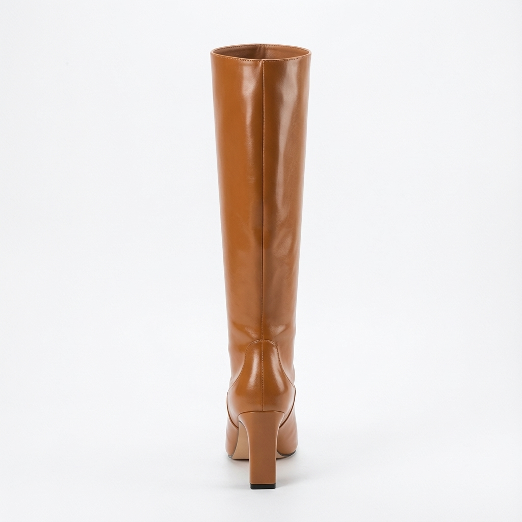 Santiag haute camel Simili Cuir Femme - Talon carré