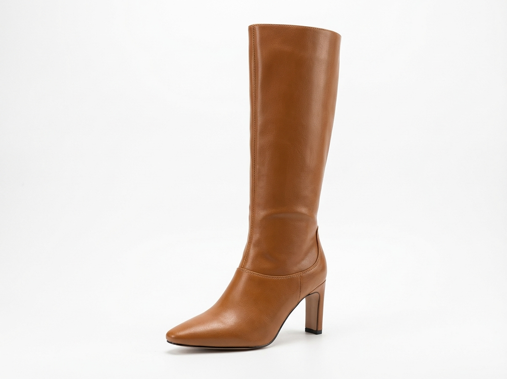 Santiag haute camel Simili Cuir Femme - Talon carré