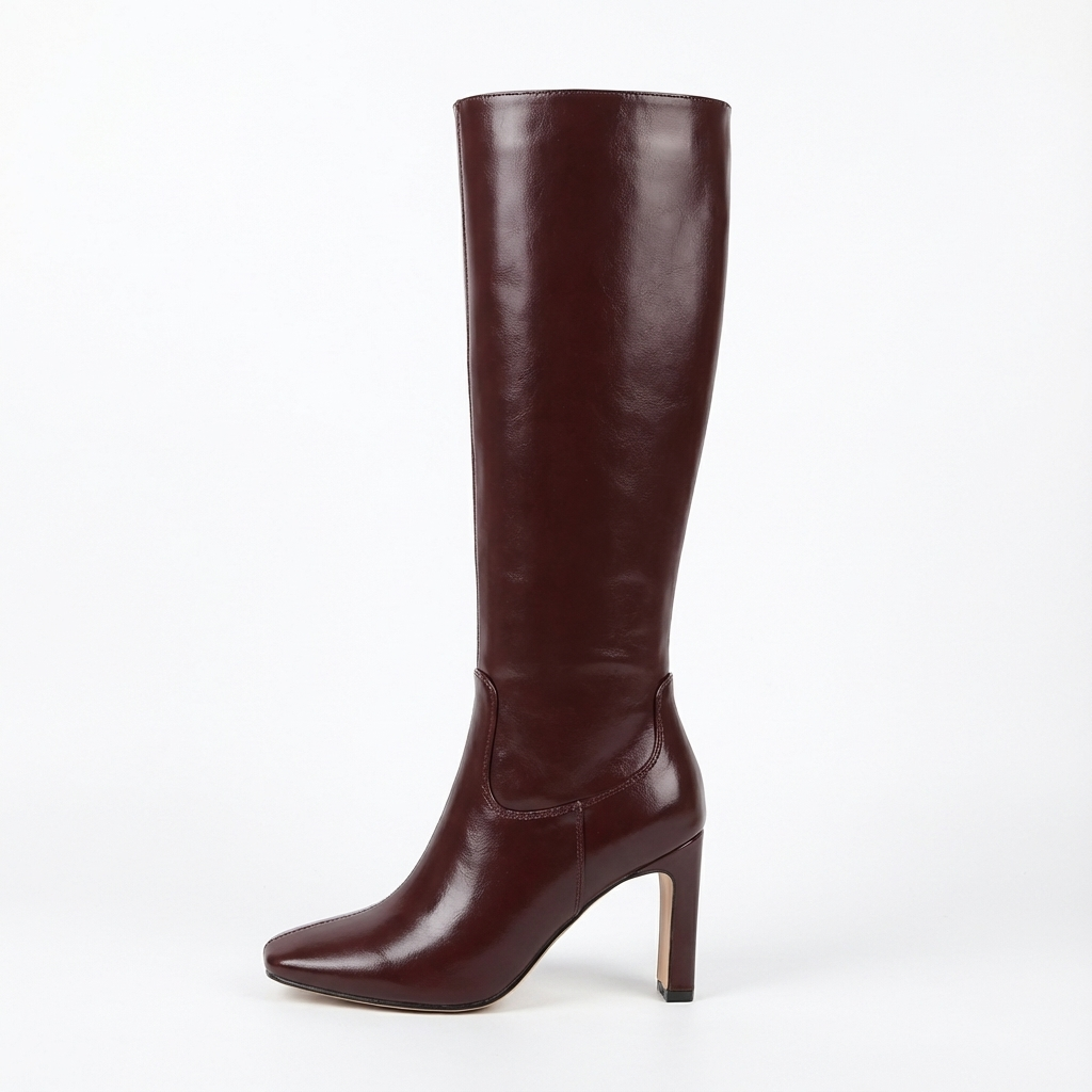 Botte haute marron foncé Synthétique Femme - Talon carré