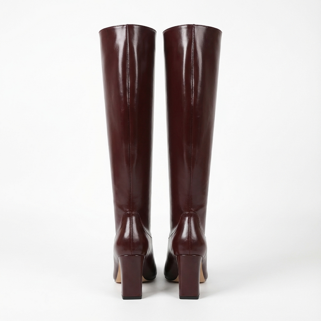 Botte haute marron foncé Synthétique Femme - Talon carré