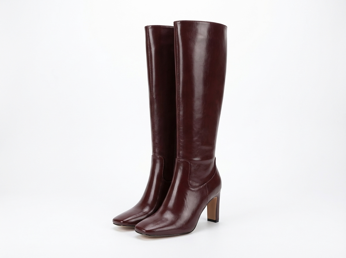 Botte haute marron foncé Synthétique Femme - Talon carré