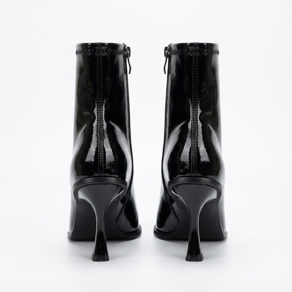 Bottine à talon noir Simili Cuir Femme - Verni