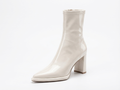 Bottine à talon blanc Simili Cuir Femme - Bout pointu, brillant