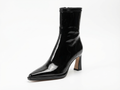 Bottine haute noir Simili Cuir Femme - Verni, bout pointu