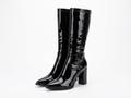 Santiag mi-haute noir Synthétique Femme - Talon carré, verni