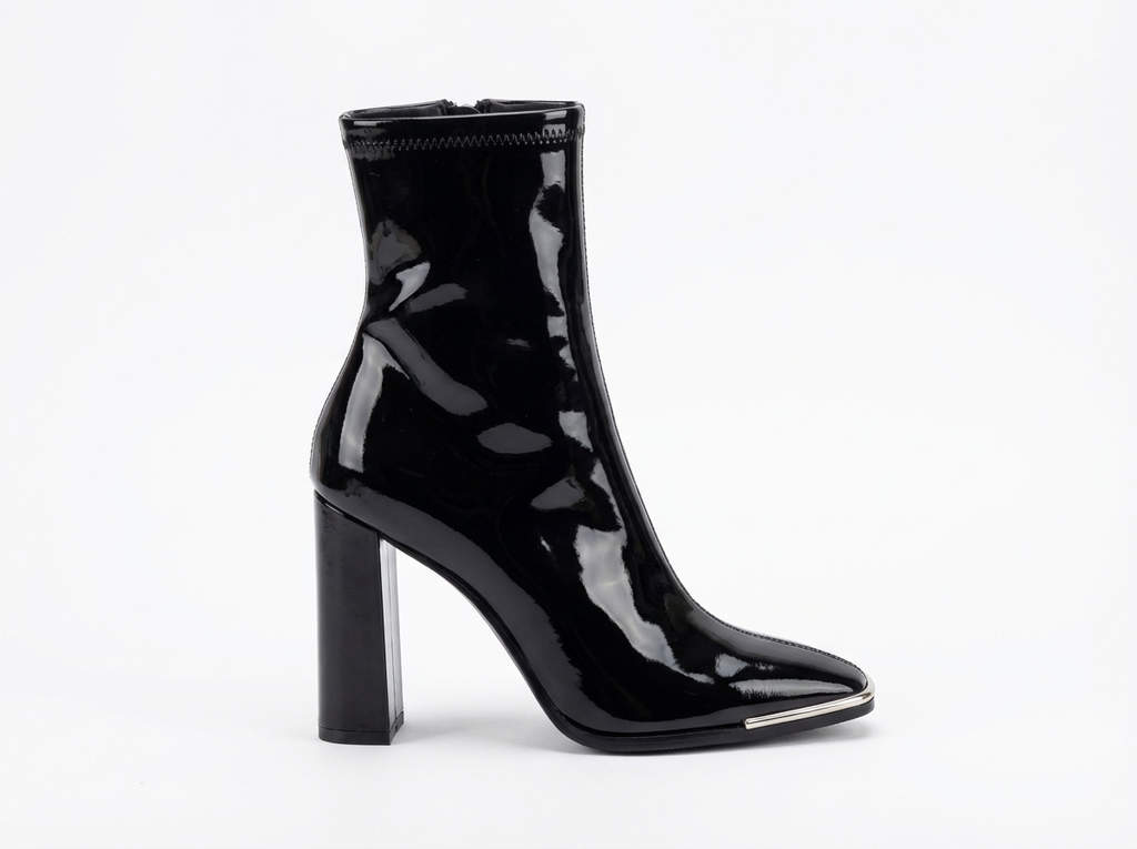 Bottine haute noir Synthétique Femme - Verni