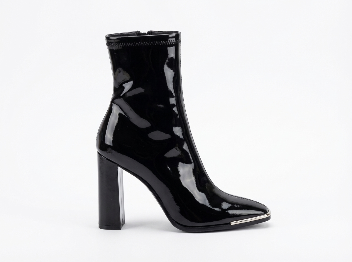 Bottine haute noir Synthétique Femme - Verni