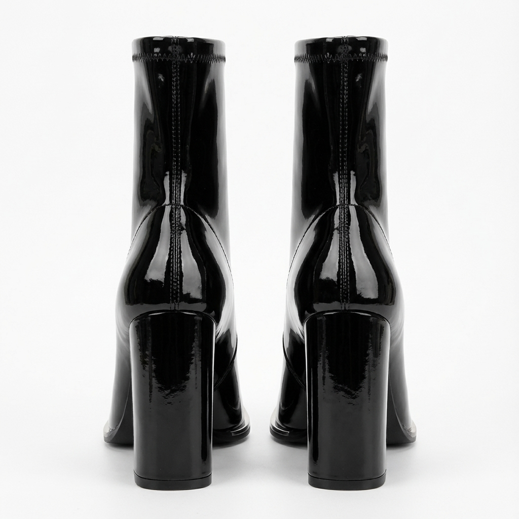 Bottine haute noir Synthétique Femme - Verni