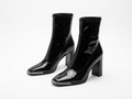 Bottine haute noir Synthétique Femme - Verni