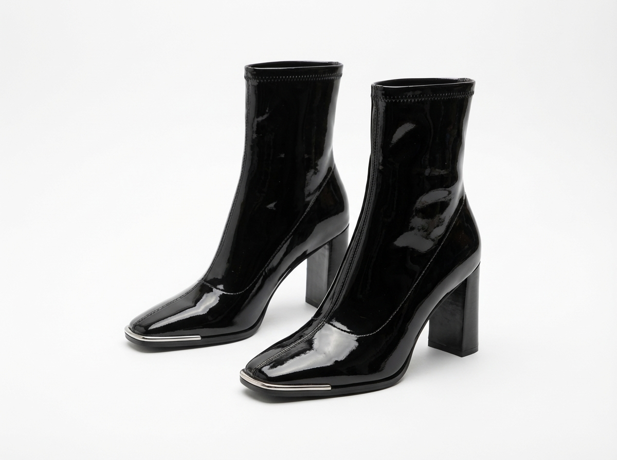 Bottine haute noir Synthétique Femme - Verni