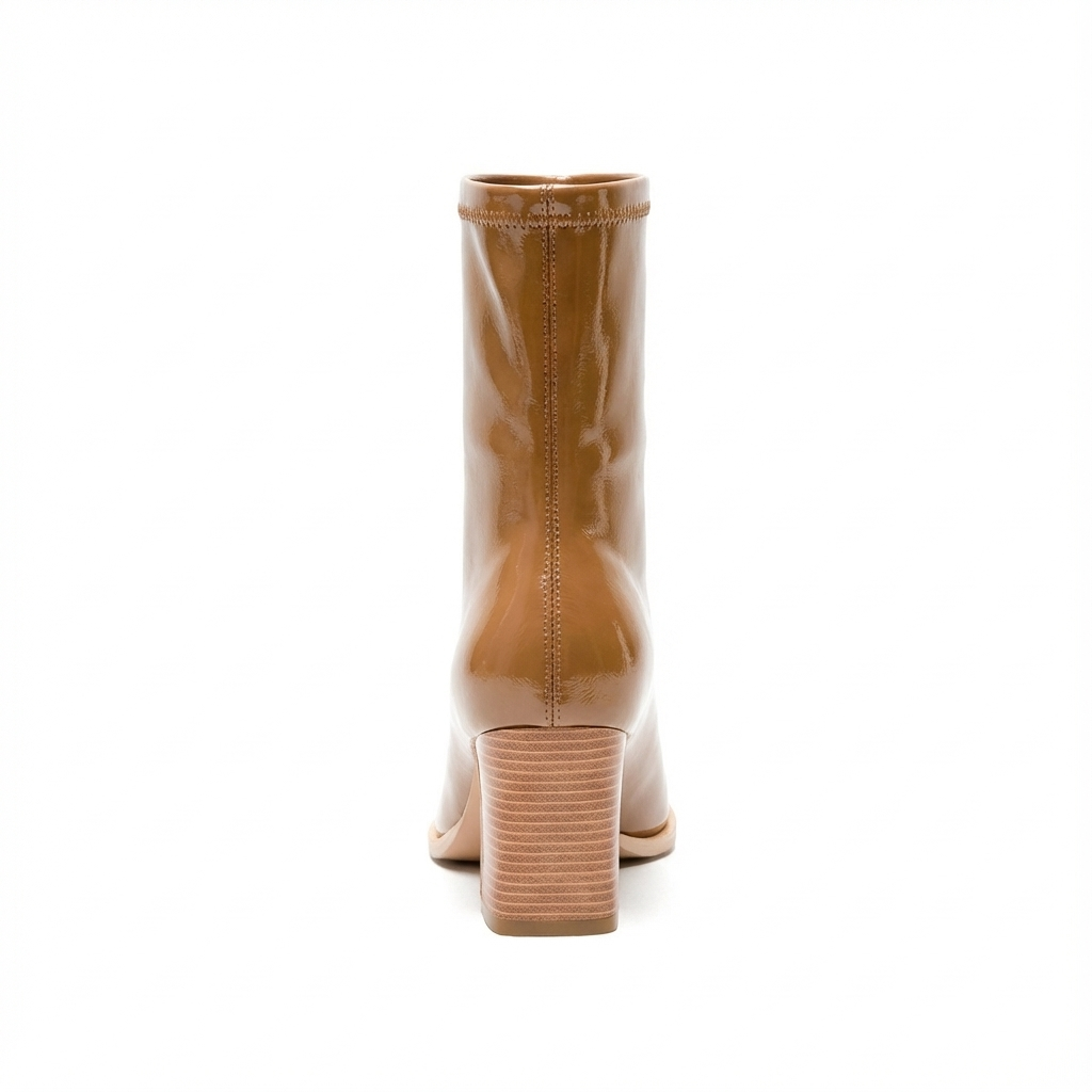Botte haute marron Simili Cuir Femme - Verni
