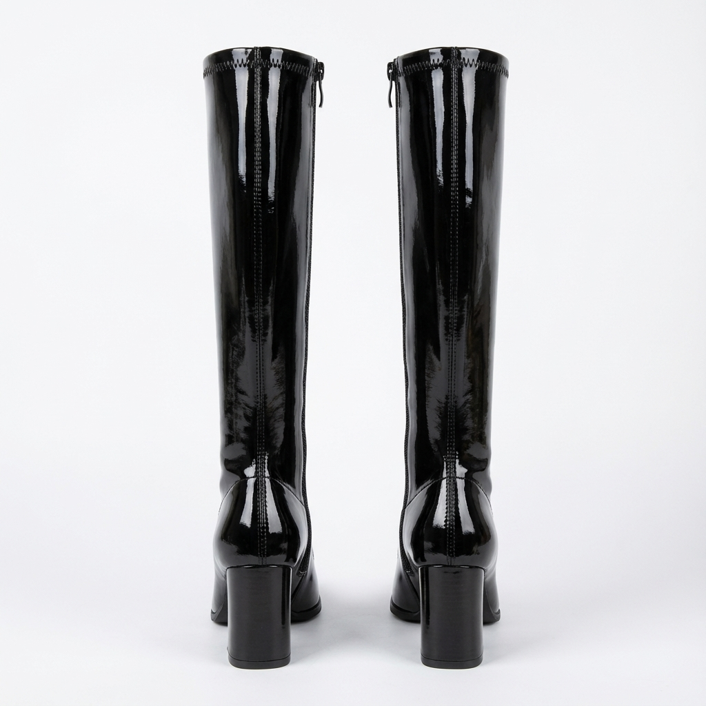 Botte haute noir Synthétique Femme - Brillant, bout pointu
