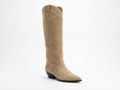 Santiag haute beige Daim Synthétique Femme - Style ethnique, coutures
