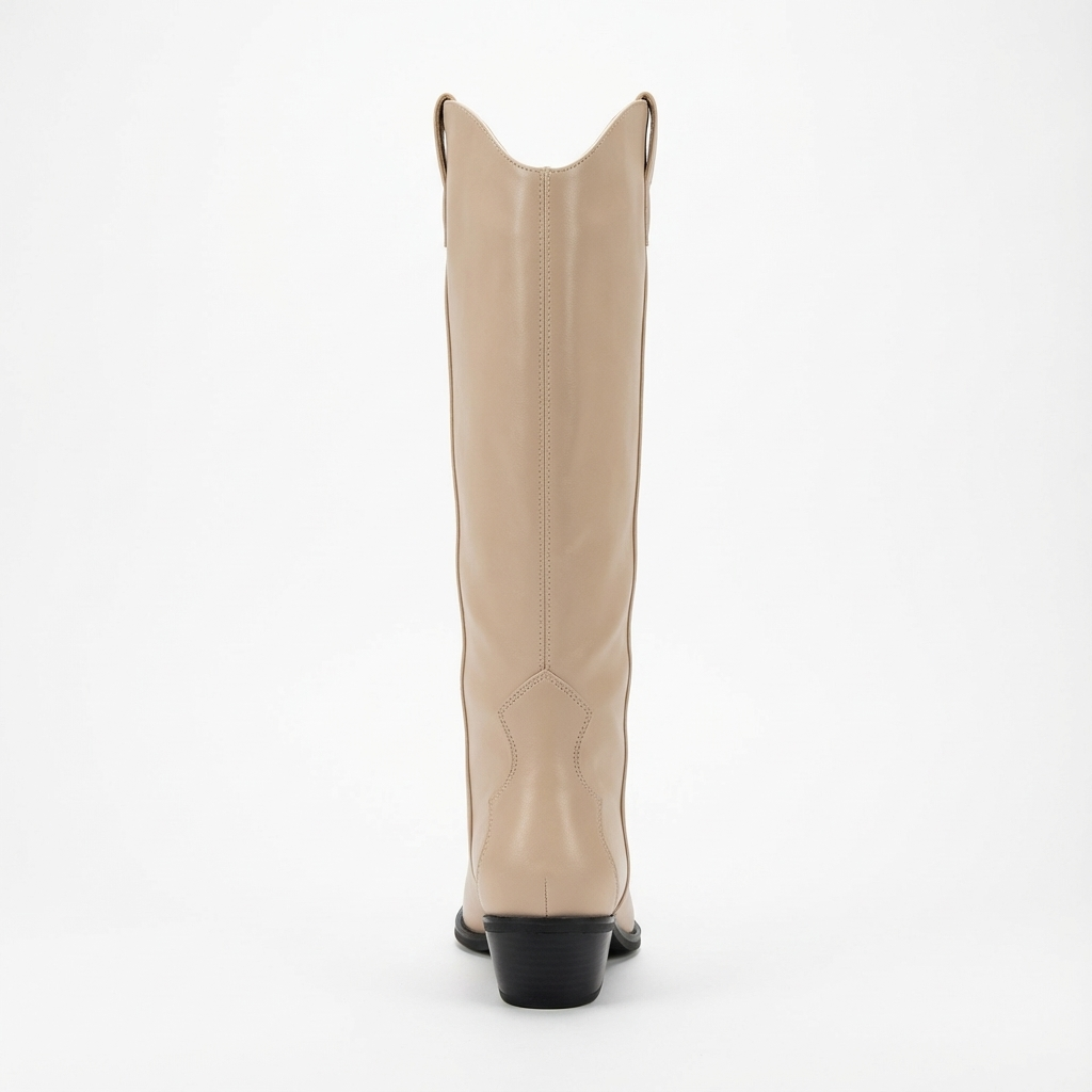 Santiag haute beige Daim Synthétique Femme - Bout pointu