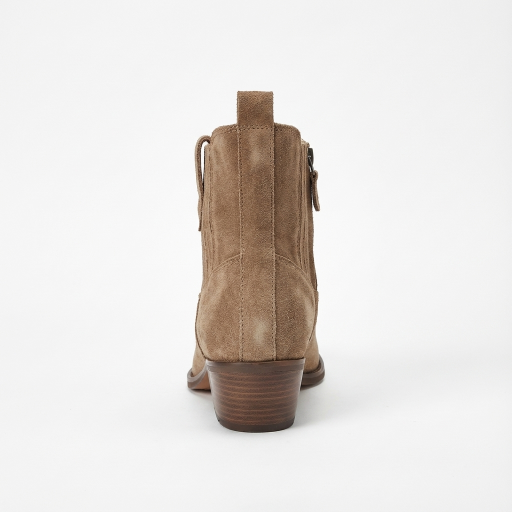Santiag basse marron clair Daim Femme - Bout pointu, languettes