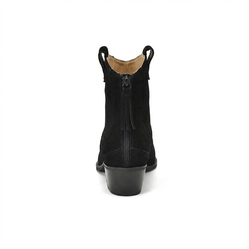 Santiag basse noir Daim Femme - Bout pointu