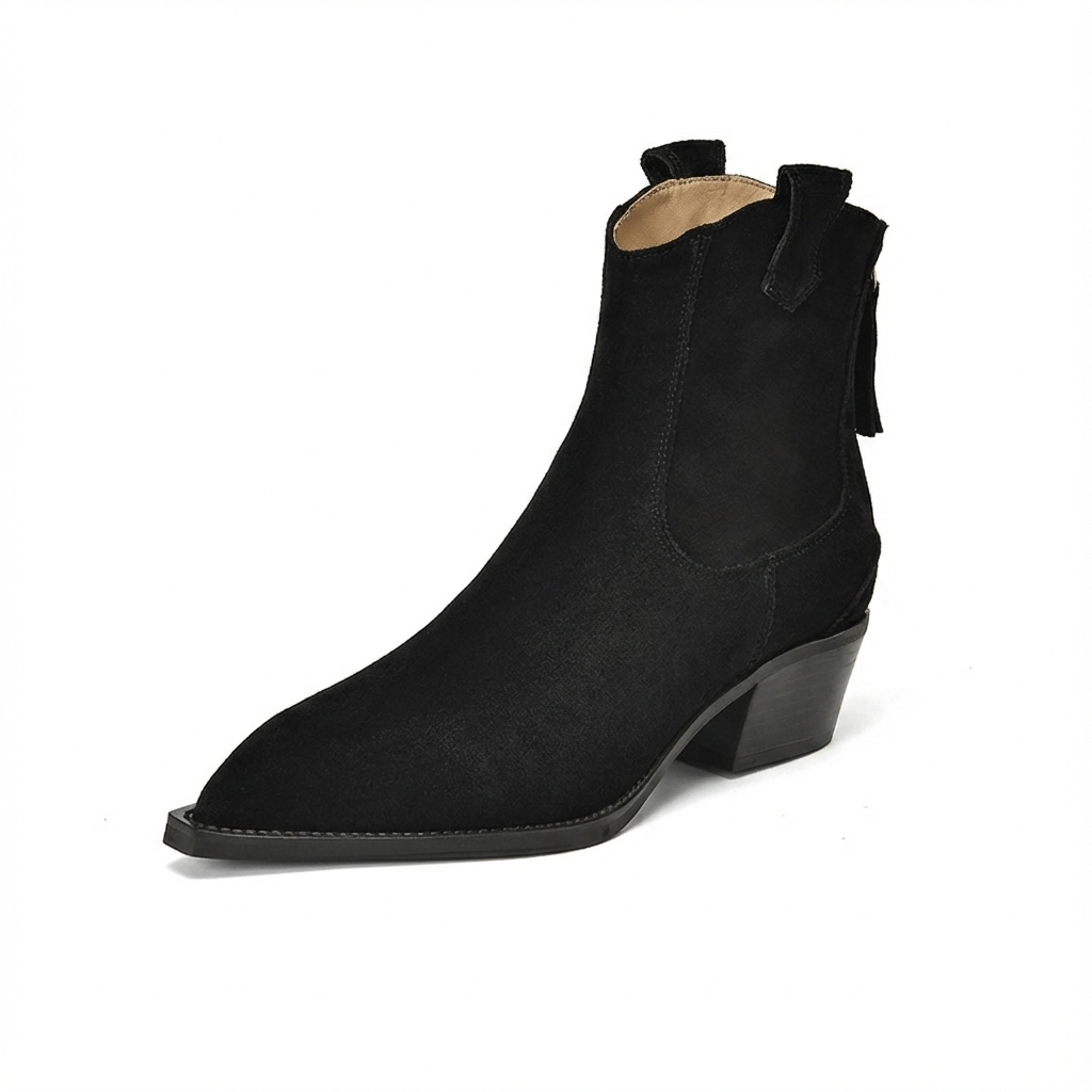 Santiag basse noir Daim Femme - Bout pointu