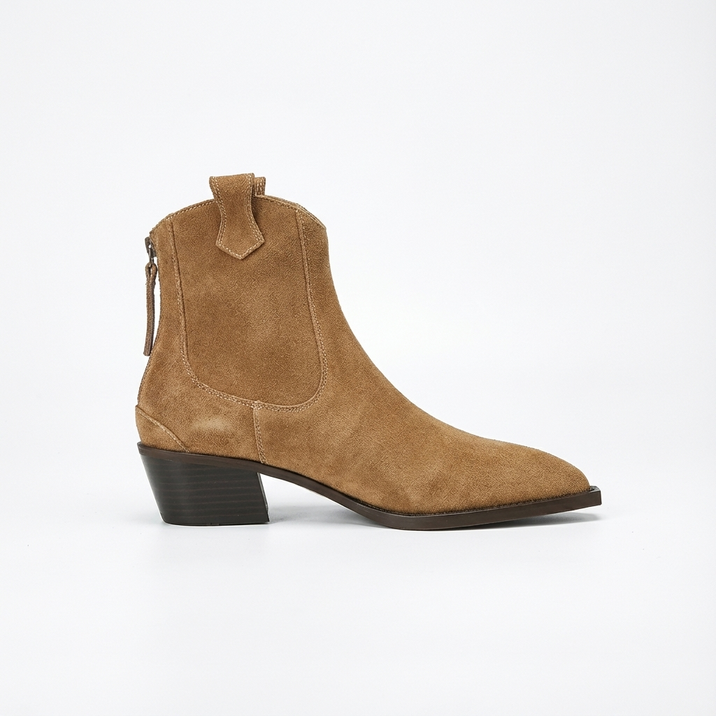 Santiag basse camel Daim Femme - Bout pointu