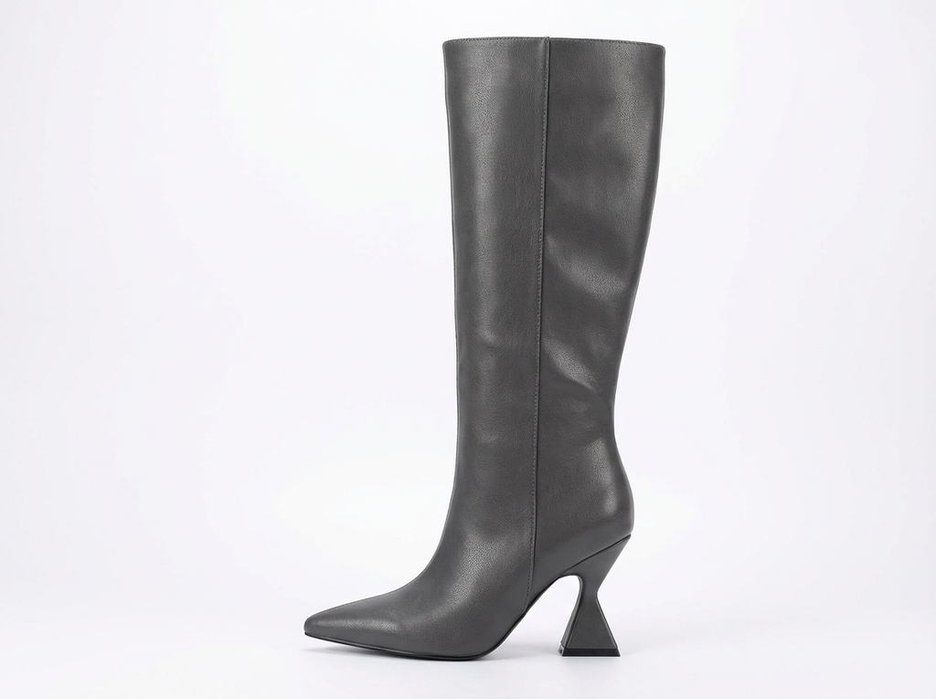 Botte haute gris Synthétique Femme - Talon inversé
