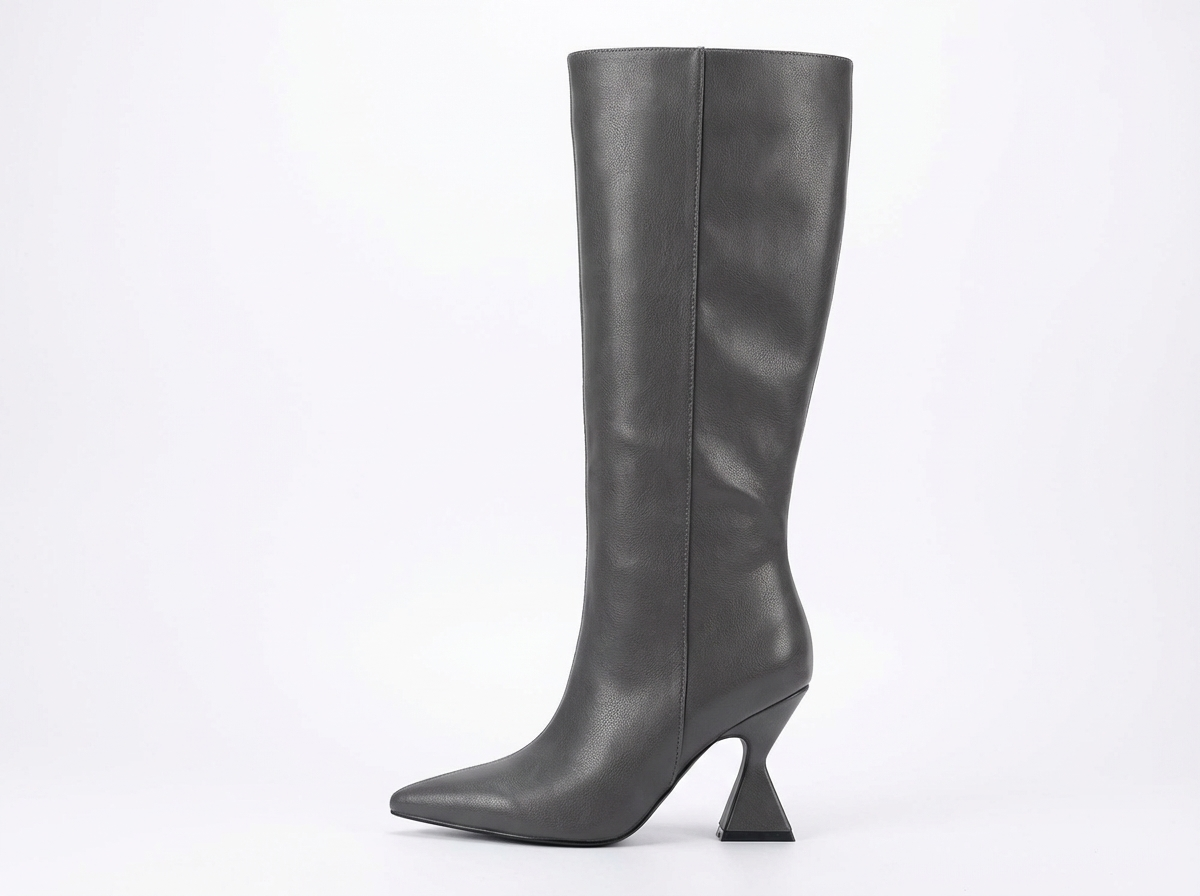 Botte haute gris Synthétique Femme - Talon inversé