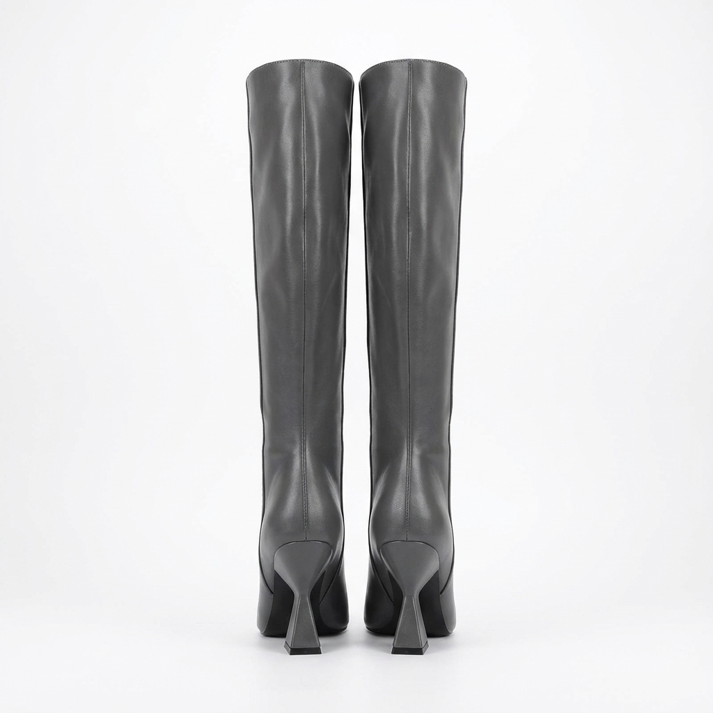 Botte haute gris Synthétique Femme - Talon inversé
