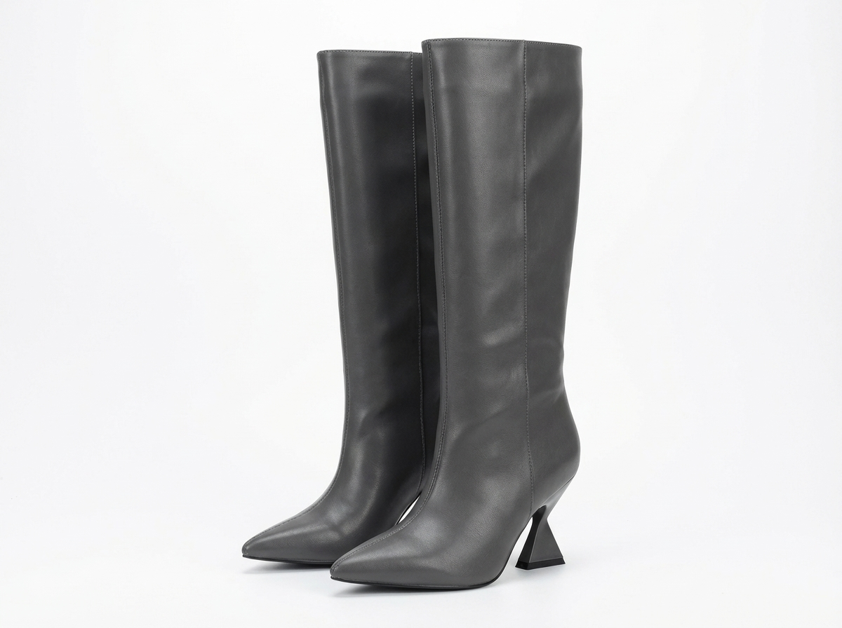 Botte haute gris Synthétique Femme - Talon inversé