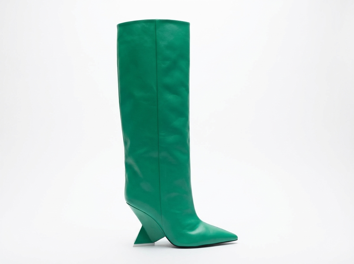 Botte haute vert Synthétique Femme - Bout pointu