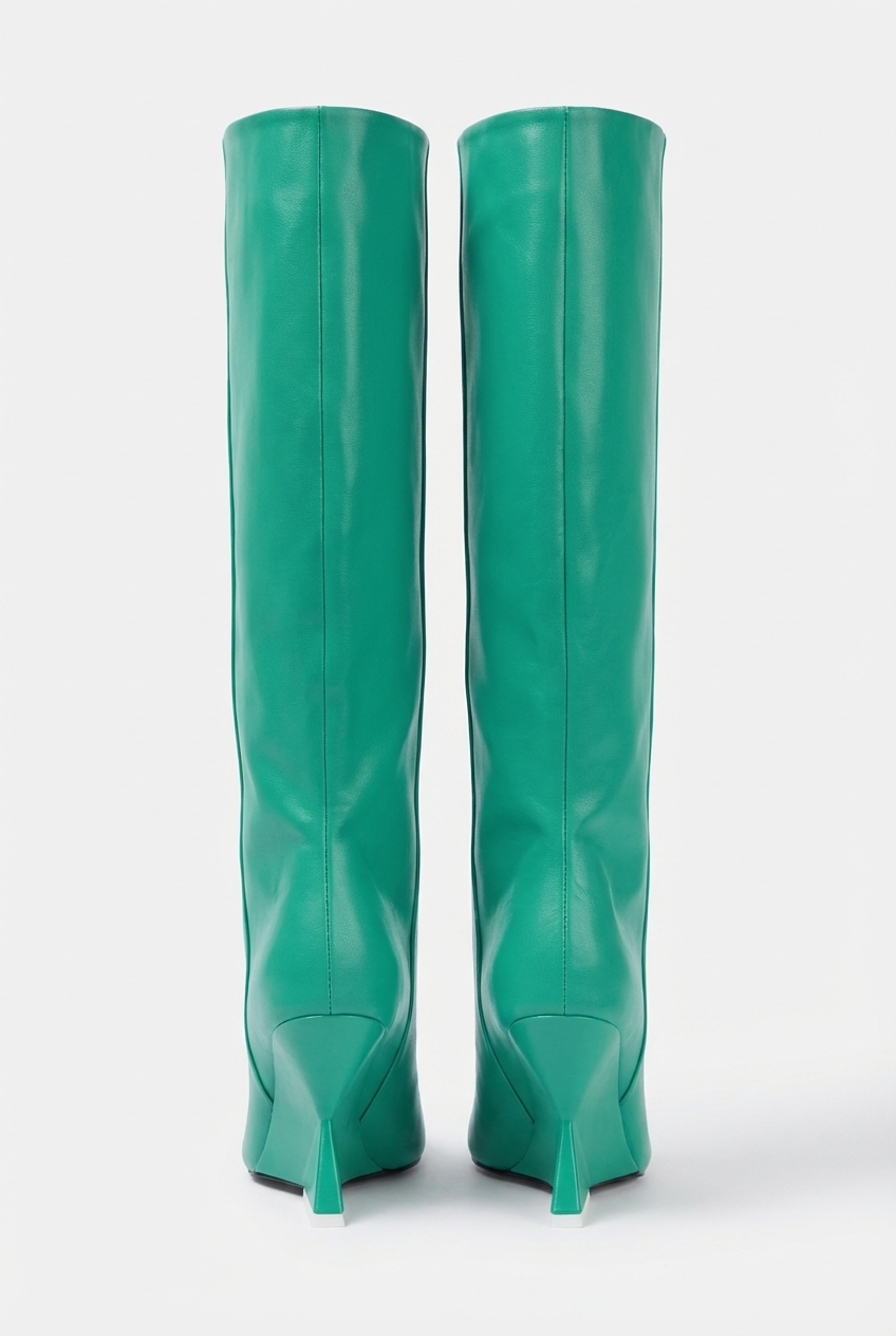 Botte haute vert Synthétique Femme - Bout pointu