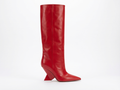 Botte haute rouge Synthétique Femme - Bout pointu, talon angulaire