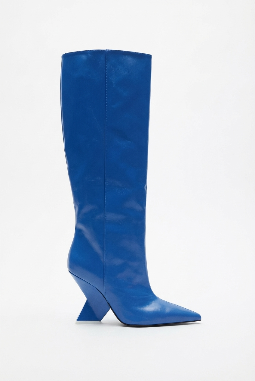 Botte haute bleu Synthétique Femme - Talon angulaire
