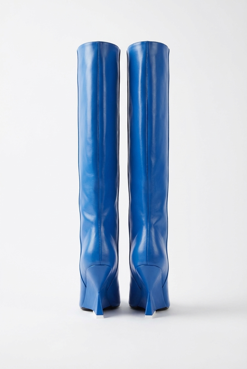 Botte haute bleu Synthétique Femme - Talon angulaire