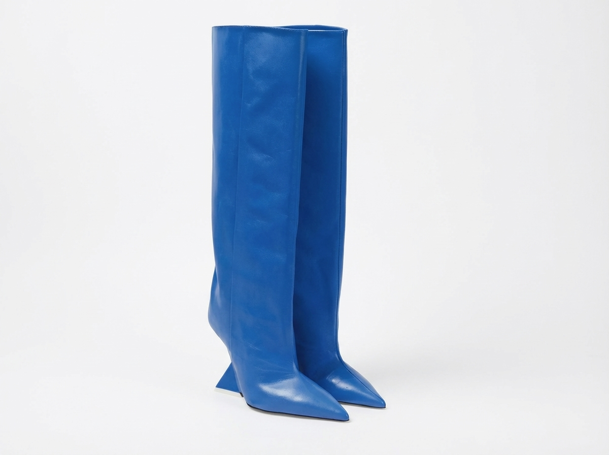 Botte haute bleu Synthétique Femme - Talon angulaire