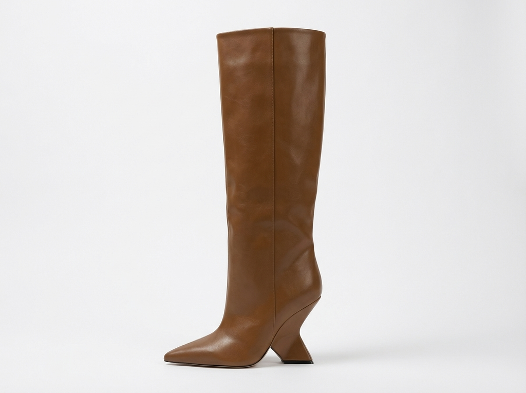 Botte haute marron Synthétique Femme - Bout pointu