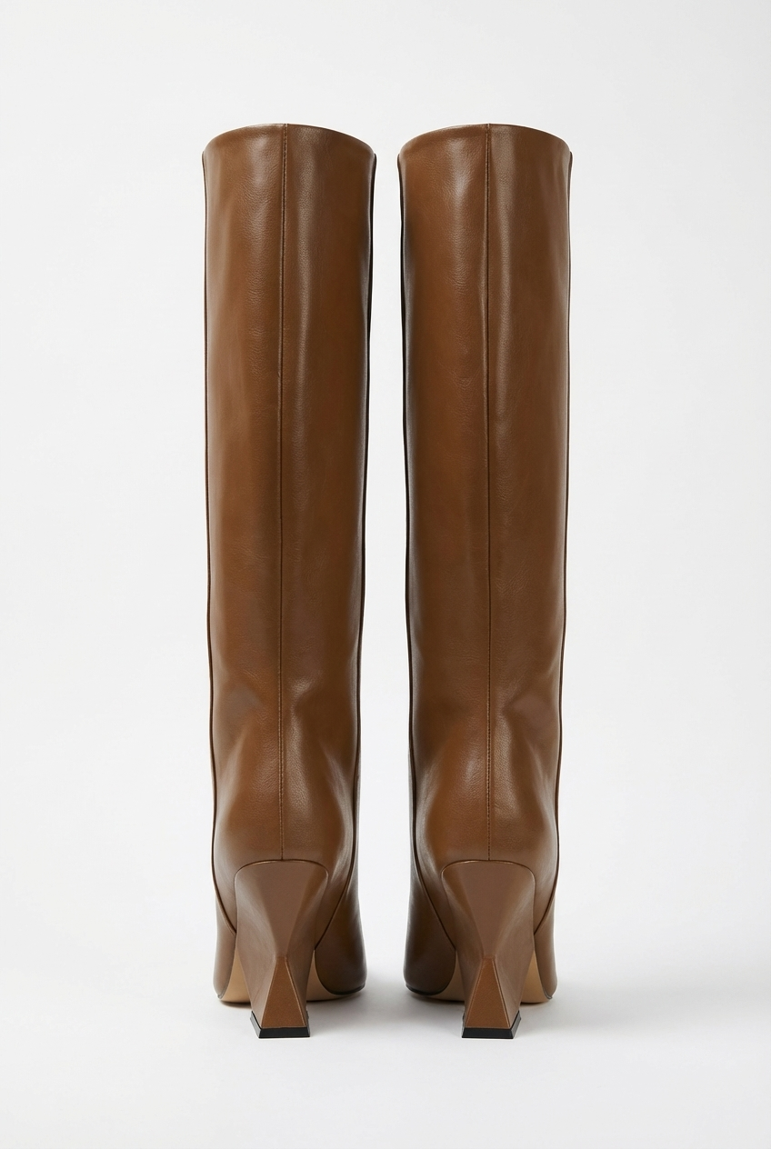 Botte haute marron Synthétique Femme - Bout pointu