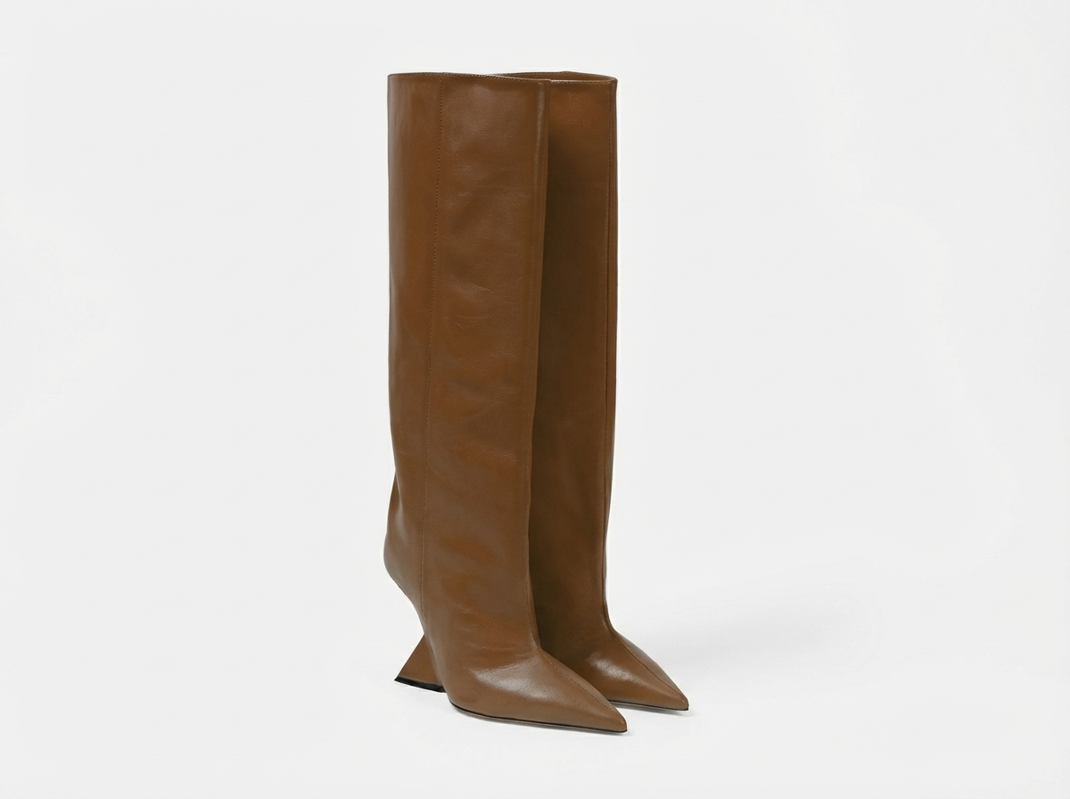 Botte haute marron Synthétique Femme - Bout pointu