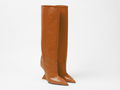 Botte haute camel Synthétique Femme - Bout pointu, talon géométrique