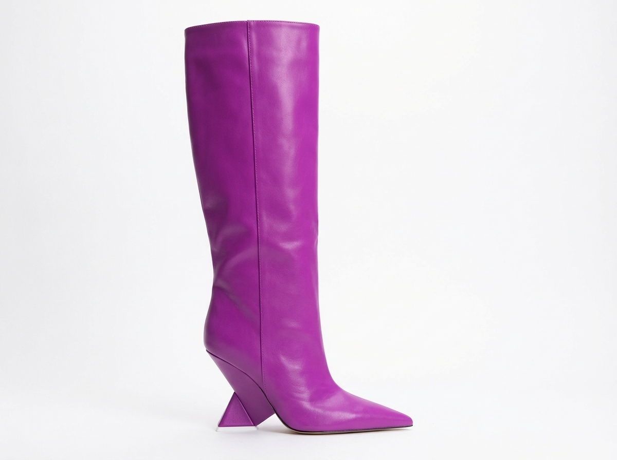 Botte haute violet Synthétique Femme - Talon sculpté triangulaire