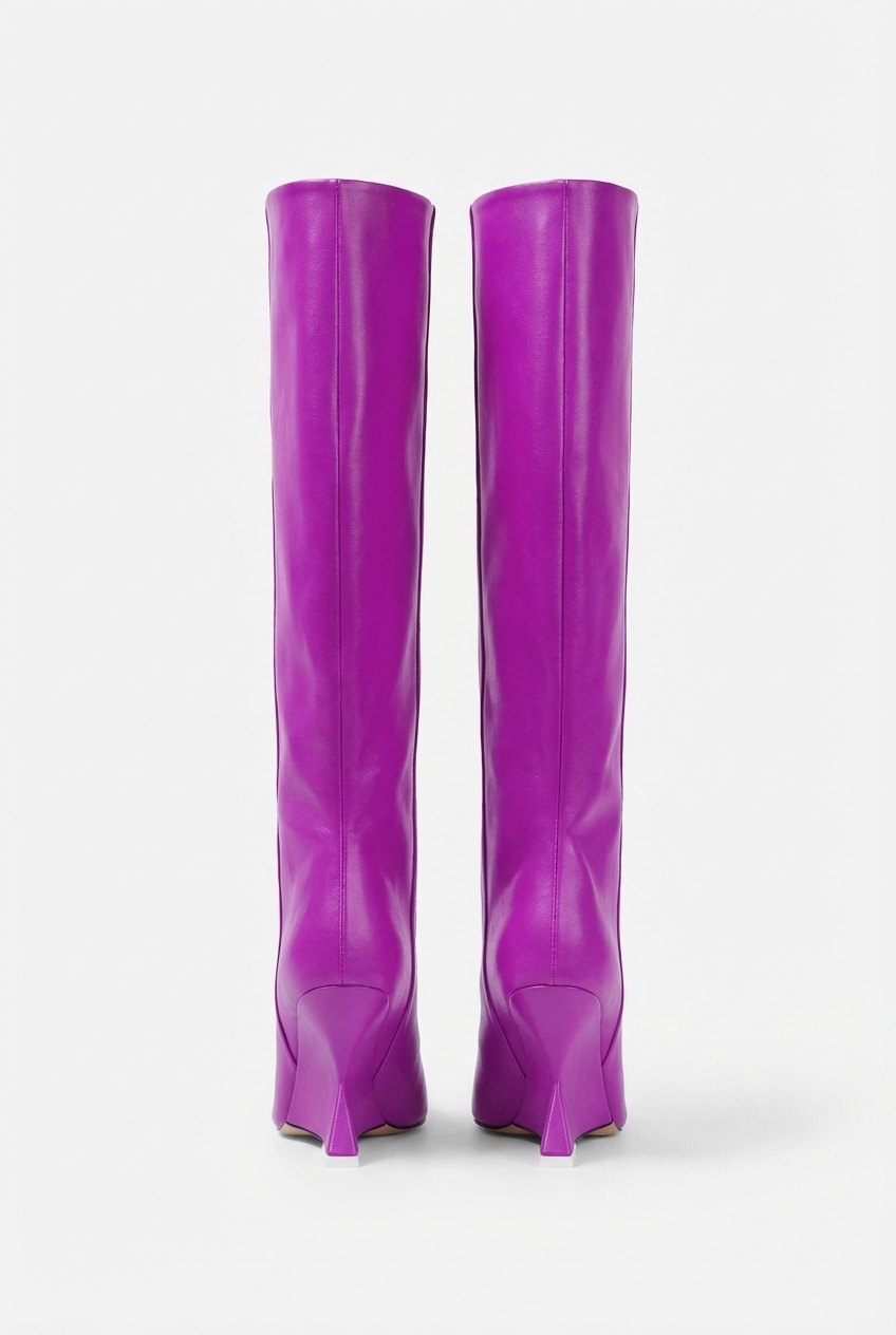 Botte haute violet Synthétique Femme - Talon sculpté triangulaire