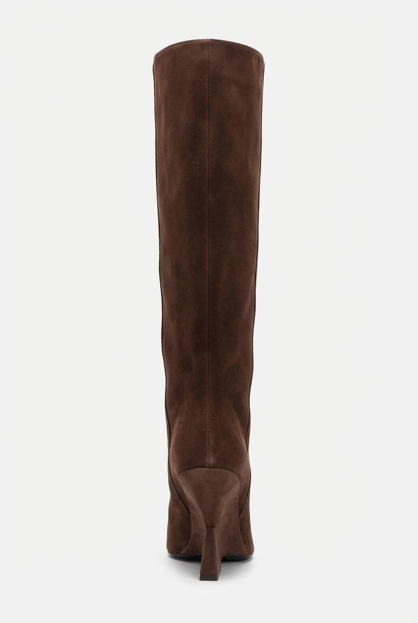 Botte haute marron foncé Daim Femme - Sans ornement