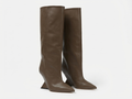 Botte haute marron Synthétique Femme - Talon angulaire, bout pointu