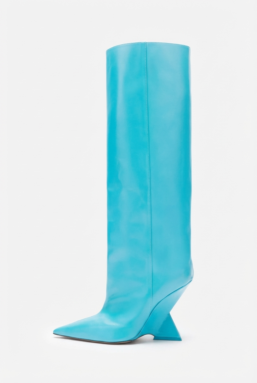 Botte haute bleu Synthétique Femme - Talon géométrique