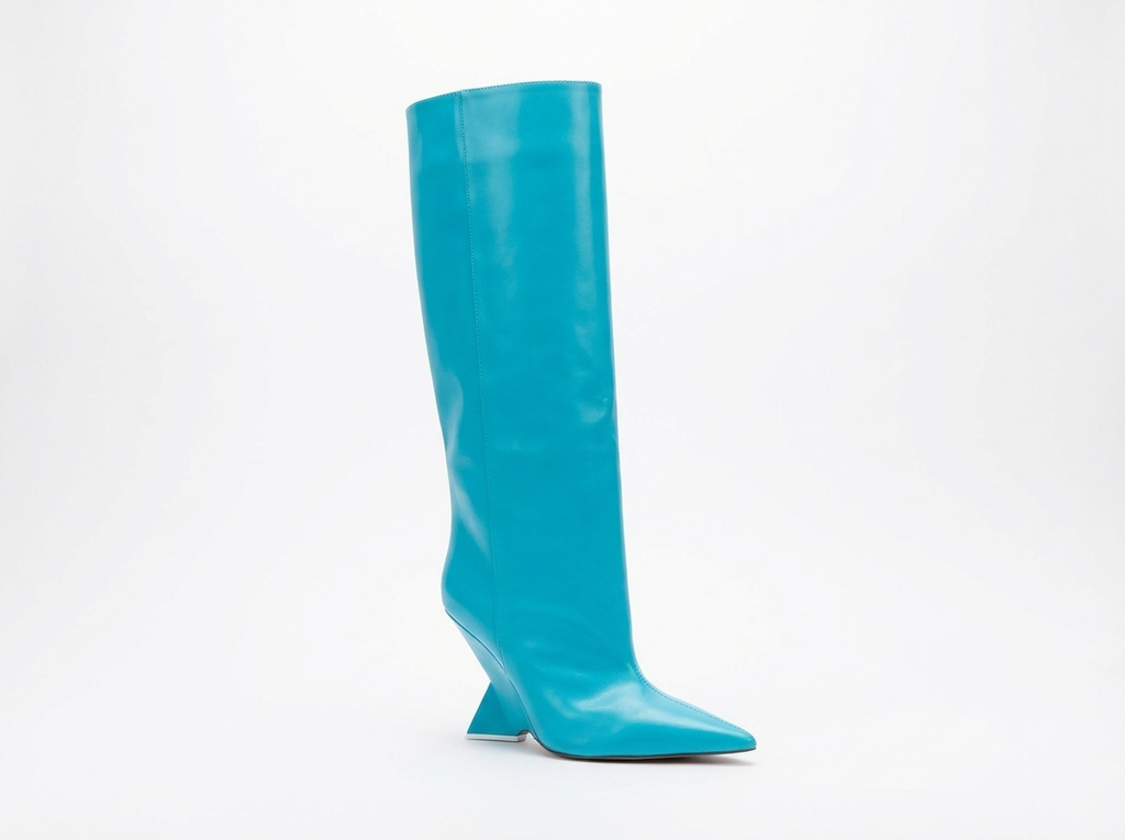 Botte haute bleu Synthétique Femme - Talon géométrique