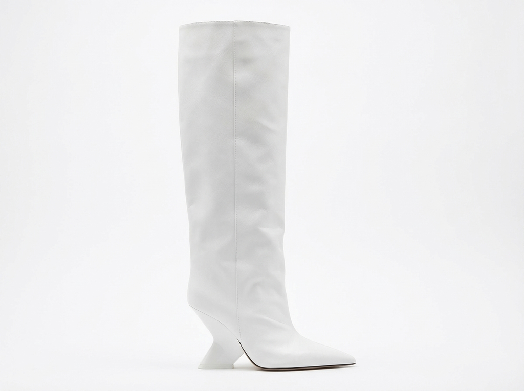 Botte haute blanc Synthétique Femme - Bout pointu