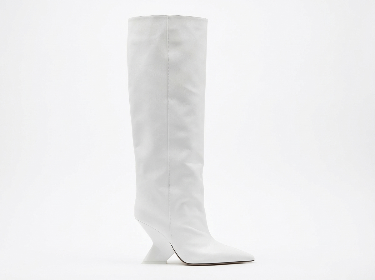 Botte haute blanc Synthétique Femme - Bout pointu