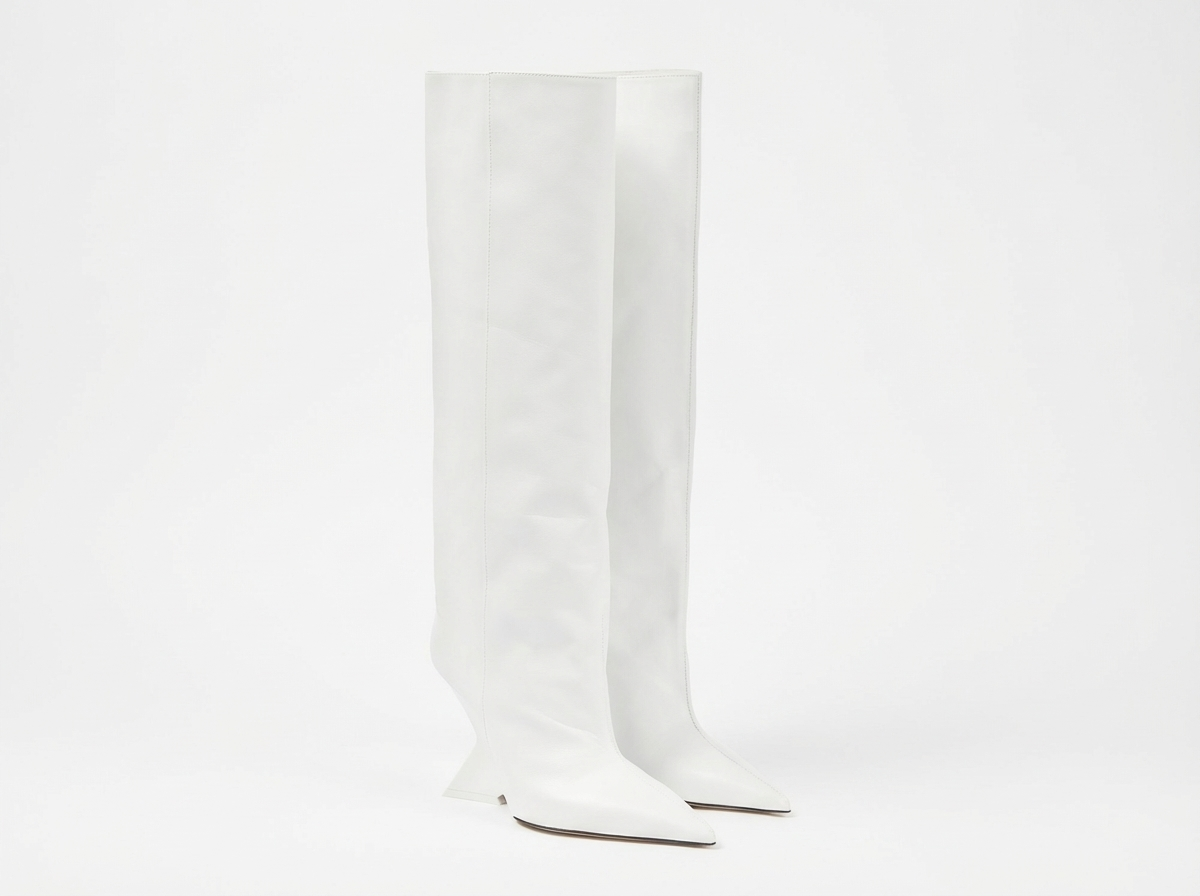 Botte haute blanc Synthétique Femme - Bout pointu