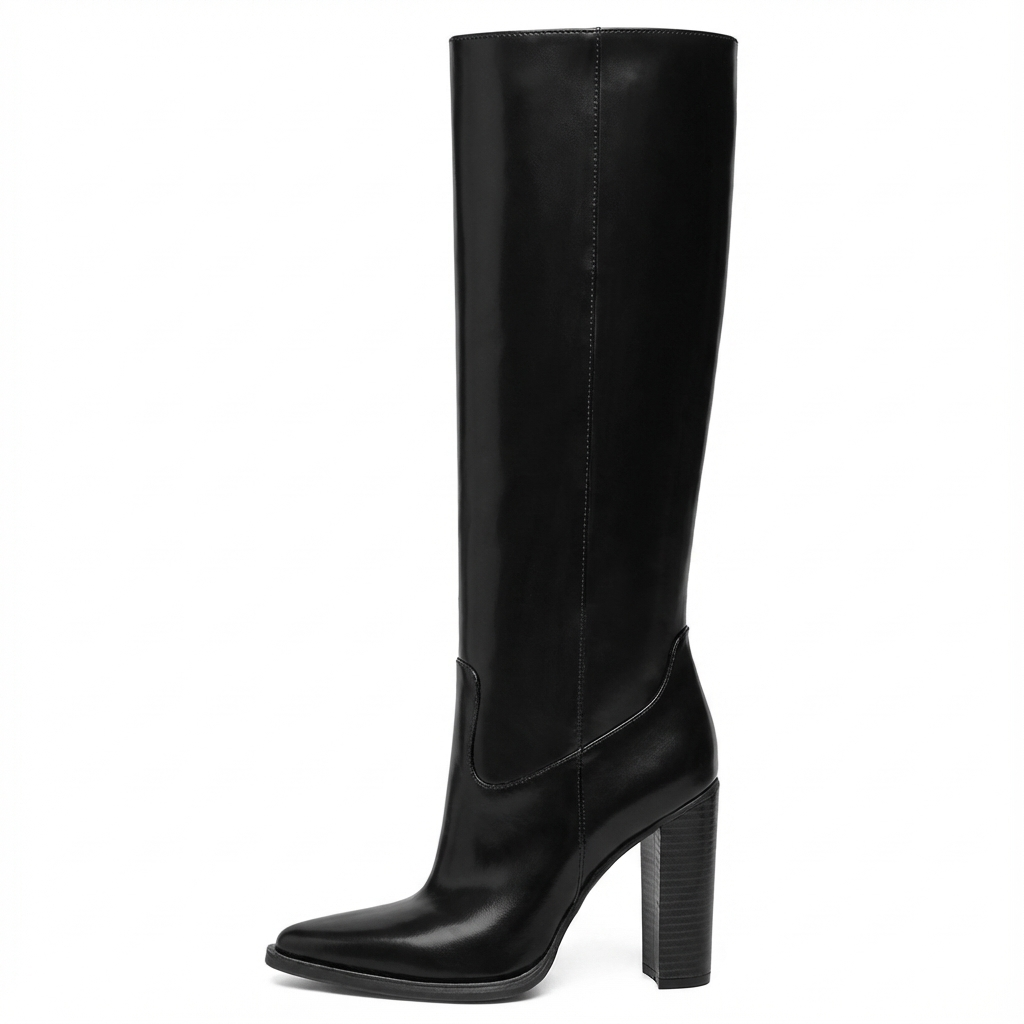 Botte haute noir Synthétique Femme - Talon bloc, bout carré